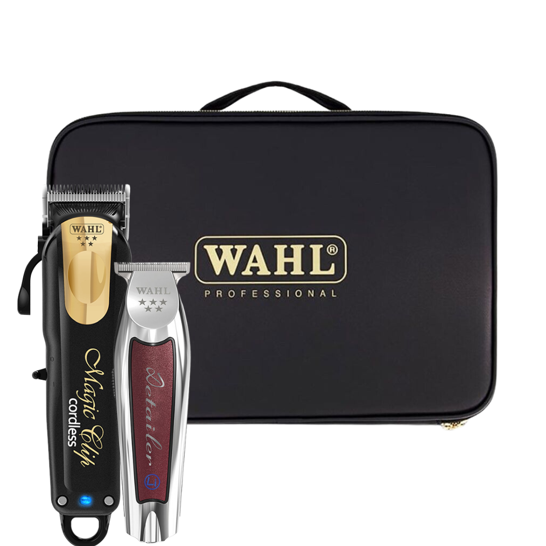 Wahl Magic Clip Black & Gold + Cordless Detailer Li Trimmer Combo with Case